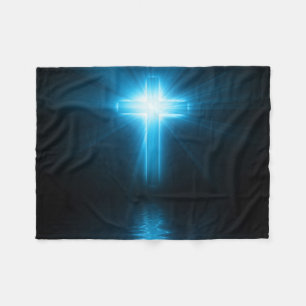 Cobertor De Velo Cruz cristã na luz azul