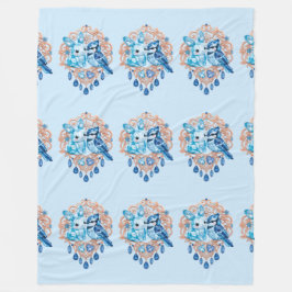Cobertor De Velo Crystal Blue Bunny and Blue Jay Heart