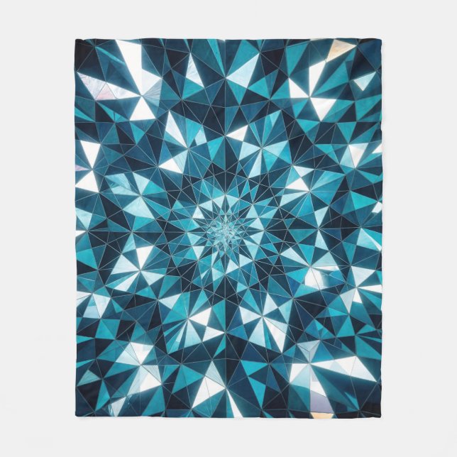 Cobertor De Velo Crystal pattern Ocean Hues Kaleidoscope Pattern (Frente)