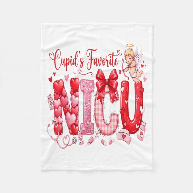Cobertor De Velo Cuds Favorite Nurse Nicu Valentines Day Shirt Nurs (Frente)