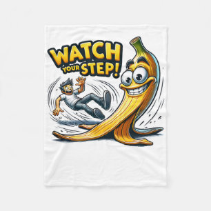 Cobertor De Velo Cuidado com o Passo - Cartoon Engraçado de Banana