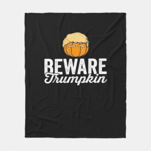 Cobertor De Velo Cuidado com Trumpkin Engraçado Halloween Político