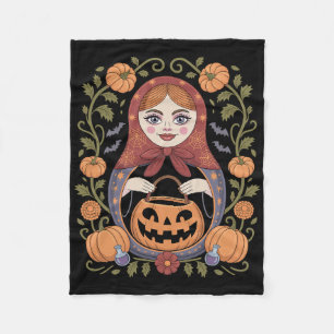 Cobertor De Velo Cultura russa Khokhloma Doll Matroska Halloween