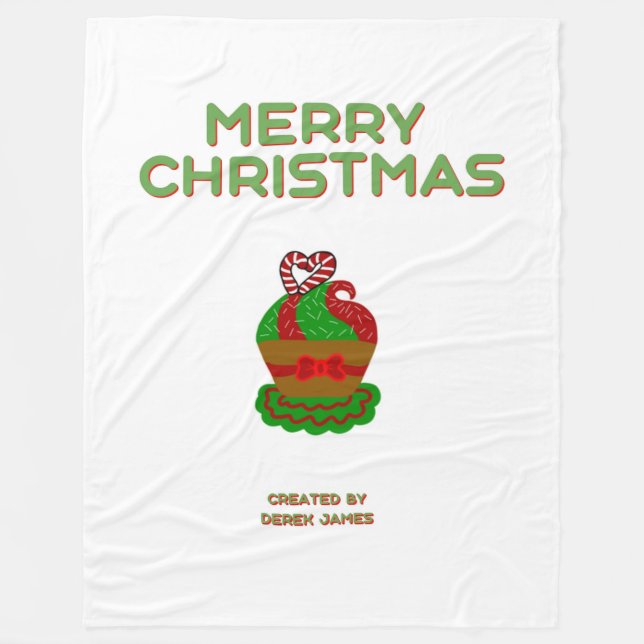 Cobertor De Velo Cupcake de Natal Grande Folha (Frente)