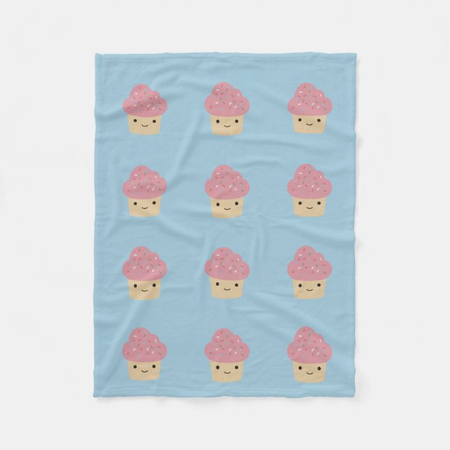 Cobertor De Velo Cupcake Kawaii bonito com gelo rosa (Frente)