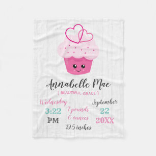Cobertor De Velo Cupcake Rosa-Gelado Kawaii Bebê Nascença Stats
