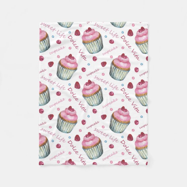 Cobertor De Velo Cupcakes de aquarela (Frente)