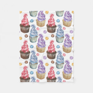 Cobertor De Velo cupcakes de aquarela coloridos
