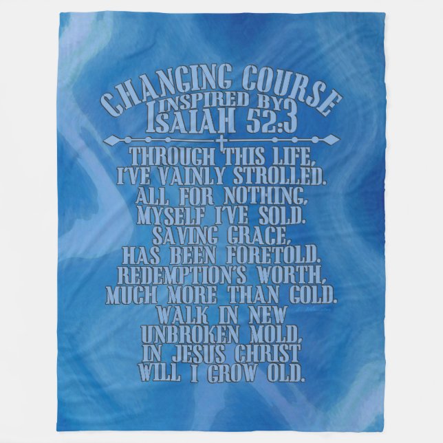 Cobertor De Velo Curso de Mudança de Watercolr Blue Sky Fleece Blan (Frente)