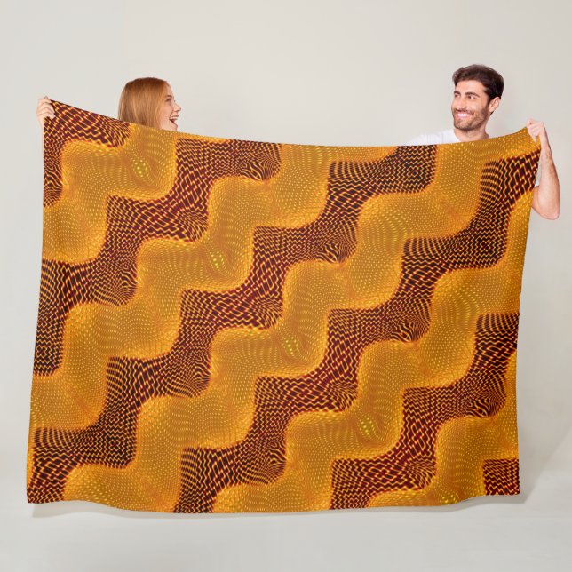 Cobertor De Velo Curva laranja e pontos de ourados sobre marrom (In Situ)