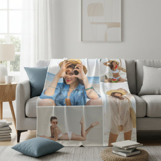 Cobertor De Velo Custom 4 Photo Collage Personalized Cozy
