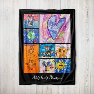 Cobertor De Velo Custom 8 Photo Kids' Art Keepsake