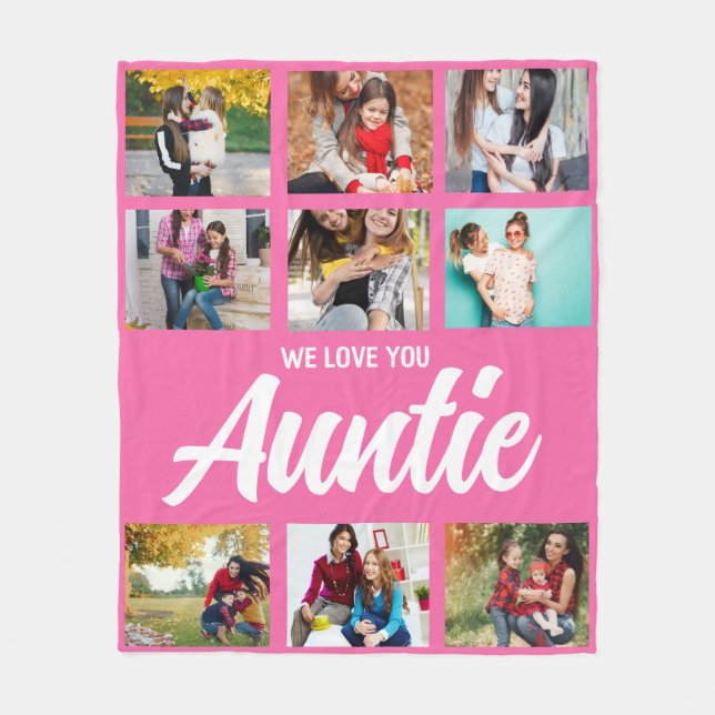 Cobertor De Velo Custom Aunt Photo Throw Gift with Kids Names (Frente)