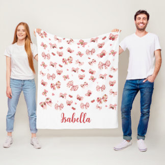 Cobertor De Velo Custom baby blanket with pink bows & strawberries