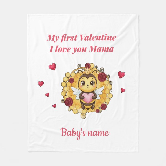 Cobertor De Velo Custom baby's first valentine  (Frente)