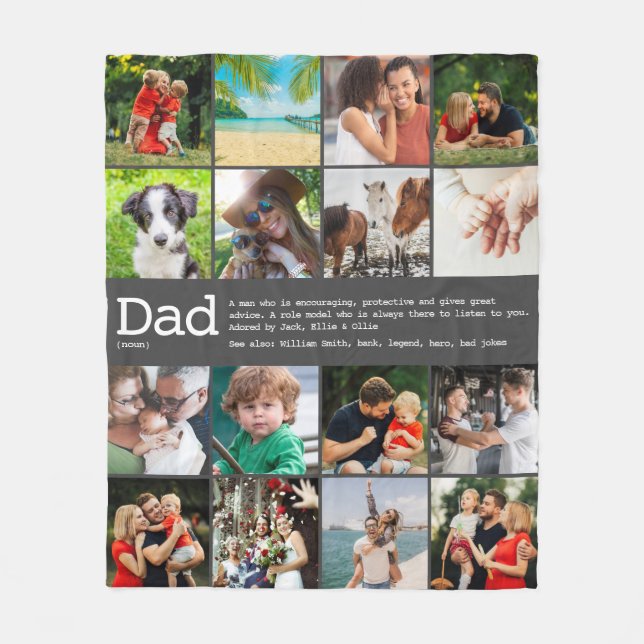 Cobertor De Velo Custom Dad Definition Photo Collage Gray (Frente)
