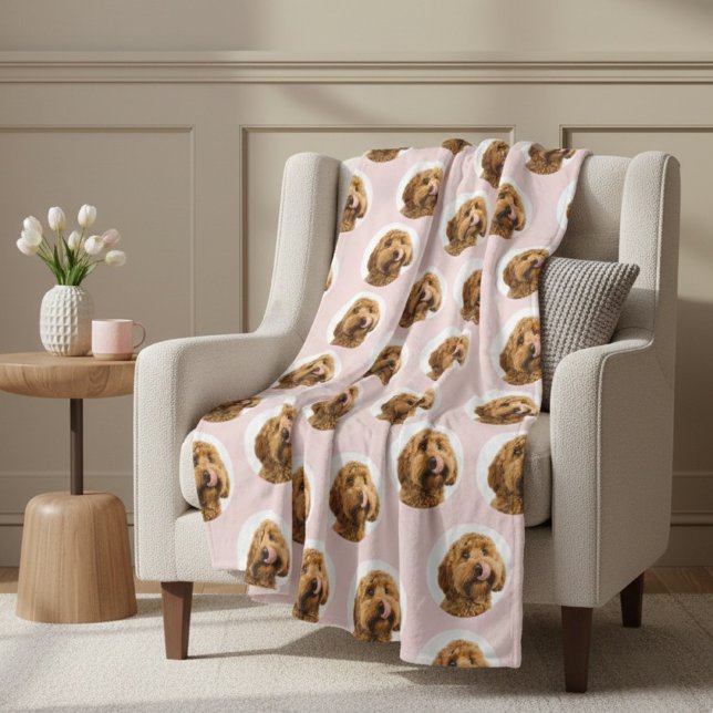 Cobertor De Velo Custom Dog Photo | Cute Pink Pet (Criador carregado)