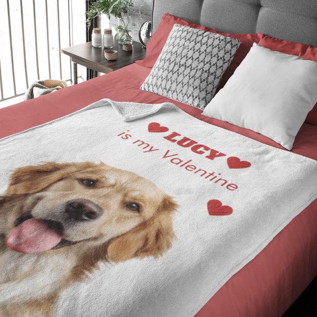 Cobertor De Velo Custom Dog Photo Valentine's Day Blanket (Criador carregado)