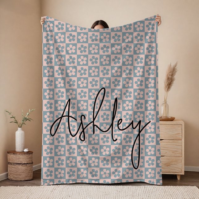 Cobertor De Velo Custom Floral Name Blanket Birthday Gift for Girls (Custom Name Floral Blanket  Gift for Mom, Grandma, Auntie, Mother’s Day, Baby Shower, or Friends )
