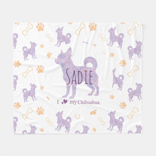 Cobertor De Velo Custom lavender chihuahua Silhouette blanket (Frente (Horizontal))