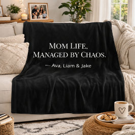 Cobertor De Velo Custom Mom Chaos Funny Black/White Fleece Blanket