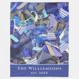 Cobertor De Velo Custom Name Est. Year Blue Purple Abstract Stripes