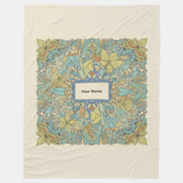 Cobertor De Velo Custom Name Vibrant Zentangle Fleece Blanket