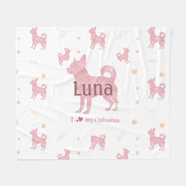 Cobertor De Velo Custom Pastel pink chihuahua Silhouette blanket (Frente (Horizontal))