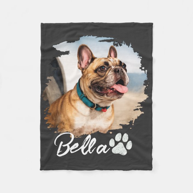 Cobertor De Velo Custom Pet Photo and Name Typography (Frente)