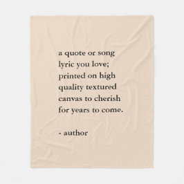 Cobertor De Velo Custom Quote Print