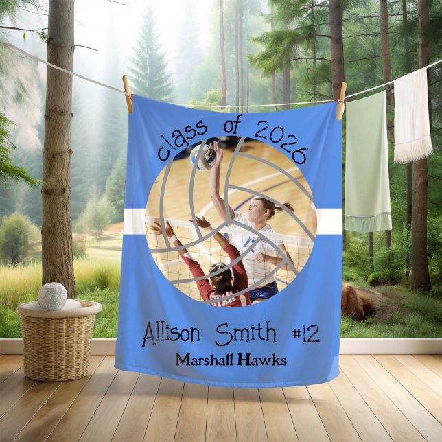 Cobertor De Velo Custom Volleyball Picture Senior Night Graduation (Criador carregado)