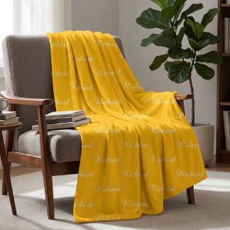 Cobertor De Velo Custom Yellow Name Blanket – Sun Yellow Cozy Throw