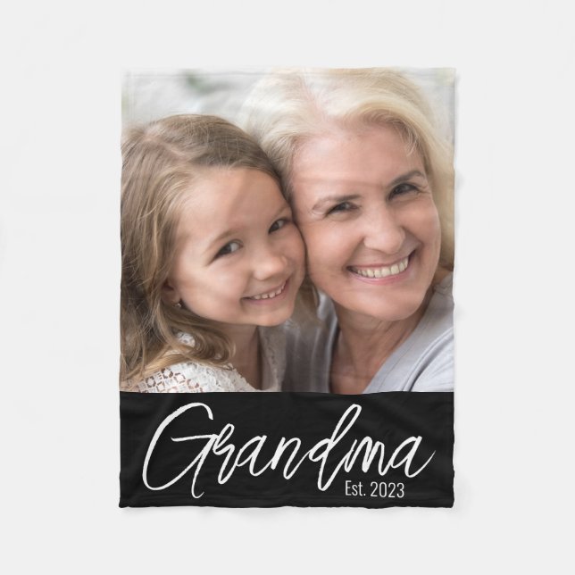 Cobertor De Velo Customizable Grandma Established Year Photo (Frente)