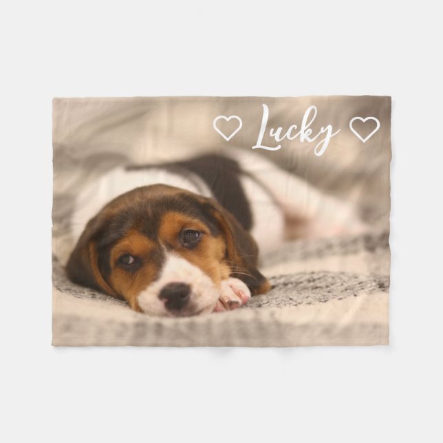 Cobertor De Velo Customizable Pet Photo and Name (Frente (Horizontal))