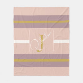 Cobertor De Velo Customized Blush Pink Gold Stripe Monogram Chic 