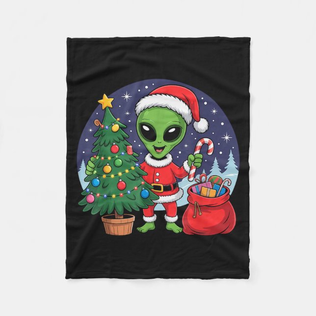 Cobertor De Velo Cute Alien Christmas Tree Lights Xmas Holidays Win (Frente)