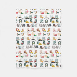 Cobertor De Velo Cute Alphabet ABC Trucks, Veículos De Transporte