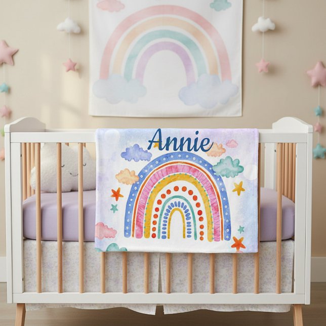 Cobertor De Velo Cute arco-íris pastel personalizado  (Criador carregado)