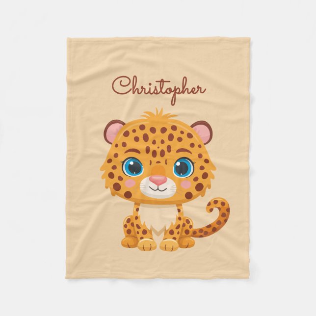 Cobertor De Velo Cute Baby Leopard Safari Animal Kids (Frente)
