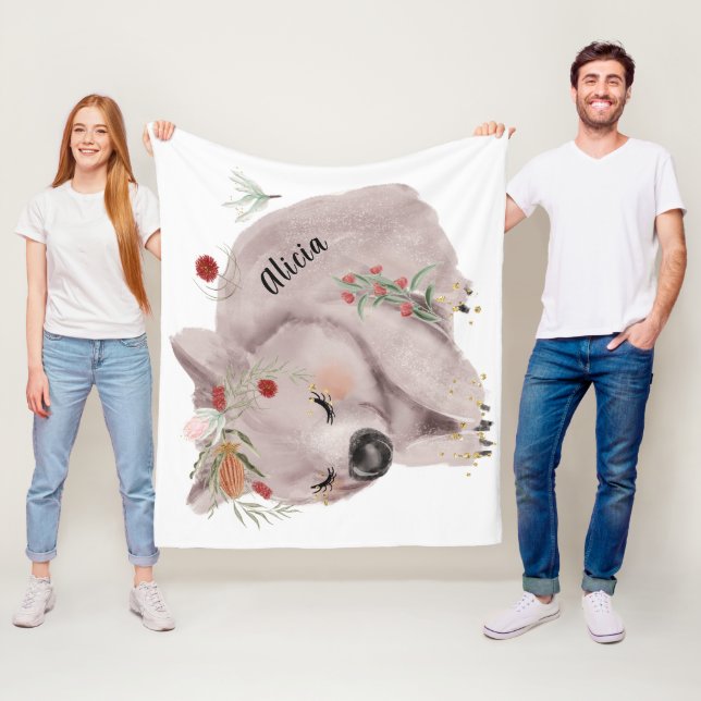 Cobertor De Velo Cute Baby Wombat Dourado Speckle Personalizado (In Situ)