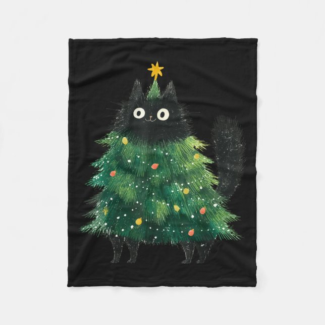 Cobertor De Velo Cute Black Cat In Christmas Tree Cat Lover Holiday (Frente)