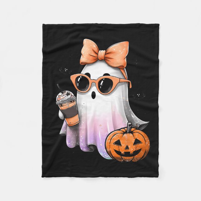 Cobertor De Velo Cute Bougie Ghost Café Pumpkin Spooky Season Hal (Frente)