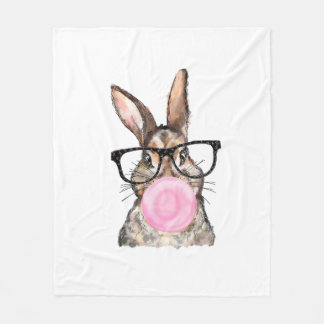 Cobertor De Velo Cute Bunny Glasses Bubblegum Easter Day Girls Kids