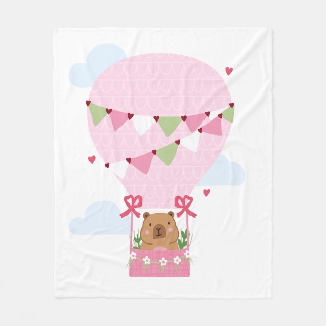 Cobertor De Velo Cute Capybara Pink Birthday Party (Frente)