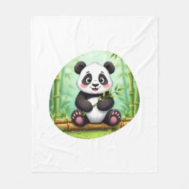 Cobertor De Velo Cute Cartoon Panda on Bamboo Patch