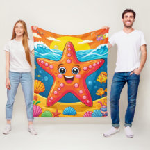 Cute Cartoon Starfish Smiling Underwater