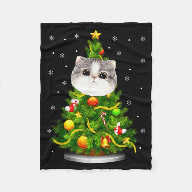 Cobertor De Velo Cute Cat Christmas Tree Holiday Cat Lovers Xmas Wo (Frente)