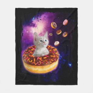 Cobertor De Velo Cute Cat Inside Donut In Space Kitty Lovers