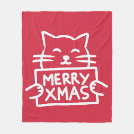 Cobertor De Velo Cute Cat Merry Xmas