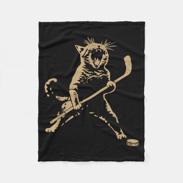 Cobertor De Velo Cute Cat Playing Ice Hockey Lover Player Funny  (Frente)